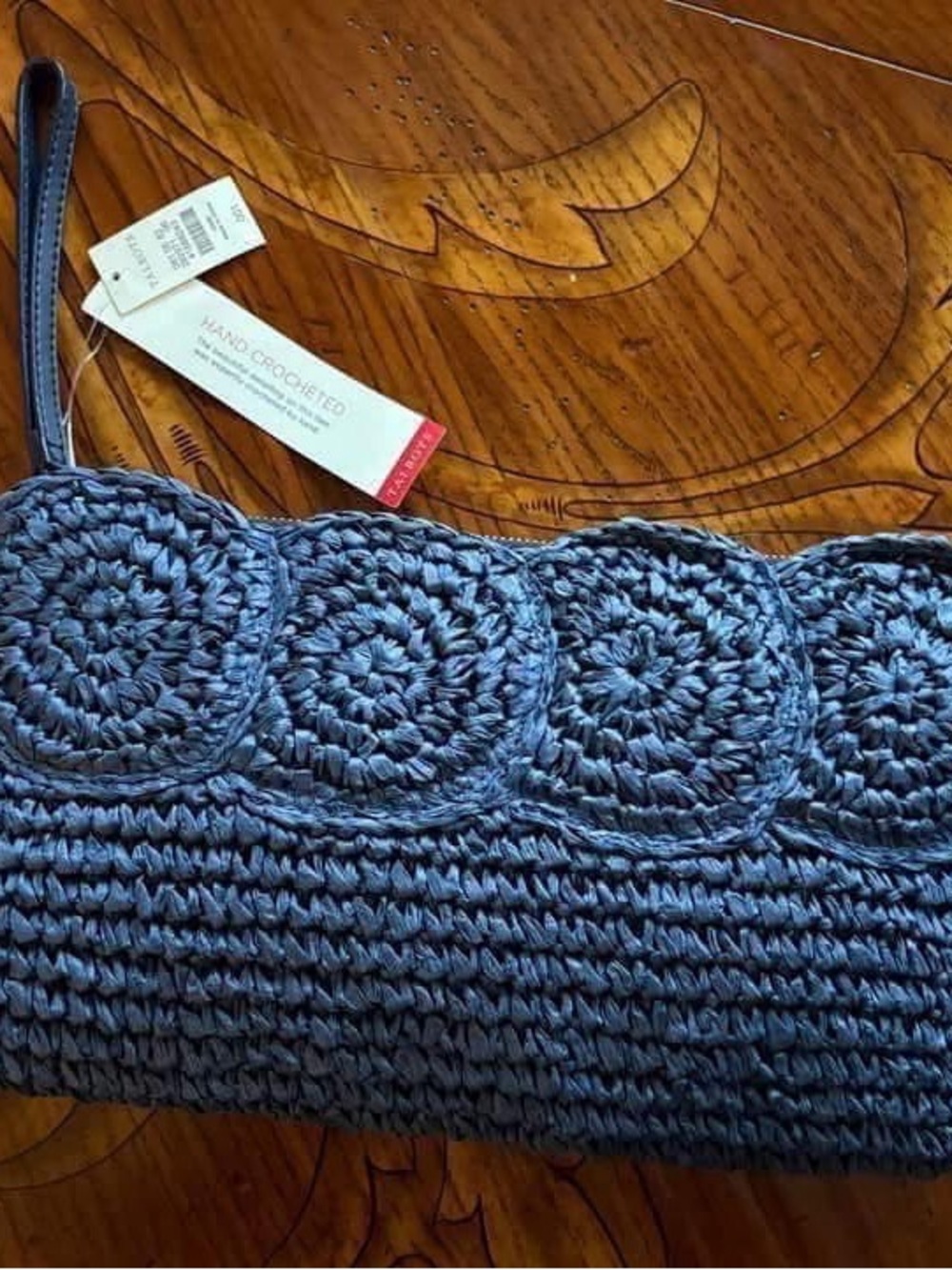 Talbots Hand-Crocheted Navy Blue Wristlet Clutch